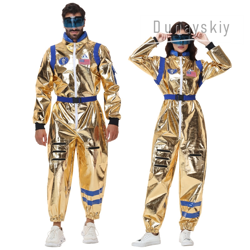 Anime Cosplay Couple - Parlak Metalik Altın Astronot Tulum Kostüm